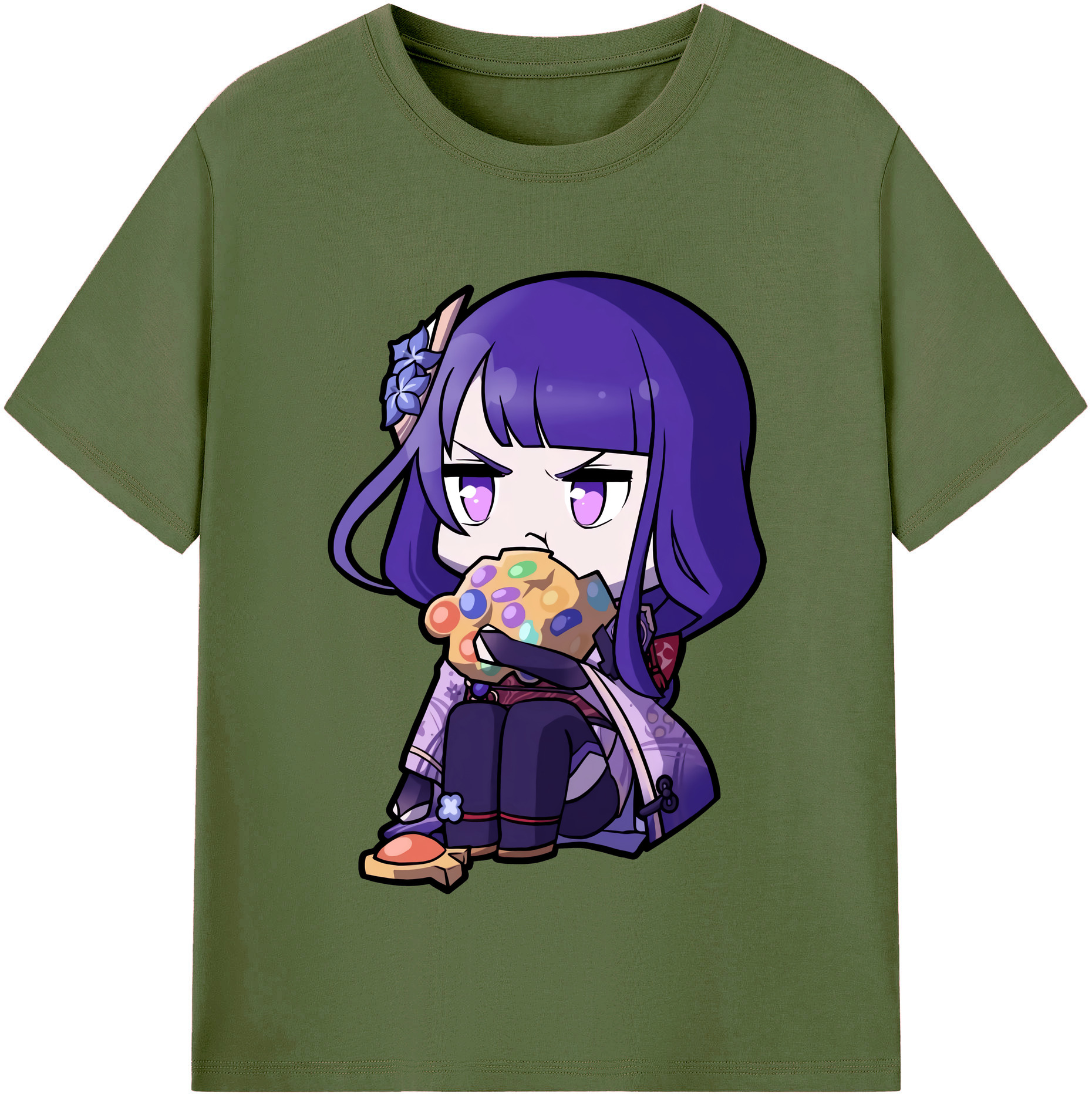 げんし神 雷電将軍 らいでんしょうぐん genshin Raiden Shogun 綿100％半袖Tシャツ（フロントプリント）